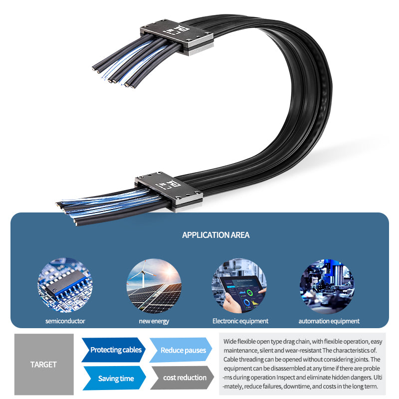 Guangrou Trackless High Flex Cables for Semiconductor Production Equipment, Openable type - Premium dust-free drag chain from GuangRou - Source Manufacturer, Customized Solutions.